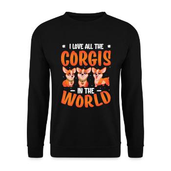 I love all the corgis in the world - Unisex Sweatshirt - black - Front - Alina (178cm) & Michal (187cm)