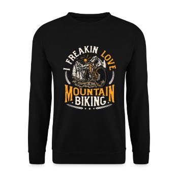 I FREAKIN LOVE Mountain Bike MTB - Unisex Sweatshirt - black - Front - Alina (178cm) & Michal (187cm)