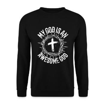 Mein Gott ist ein großartiger Gott. - Unisex Pullover - Schwarz - Vorne - Alina (178cm) & Michal (187cm)