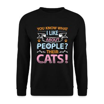 You know what I like about people and cats. - Unisex Sweatshirt - black - Front - Alina (178cm) & Michal (187cm)