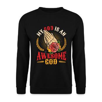 Mein Gott ist ein großartiger Gott. - Unisex Pullover - Schwarz - Vorne - Alina (178cm) & Michal (187cm)