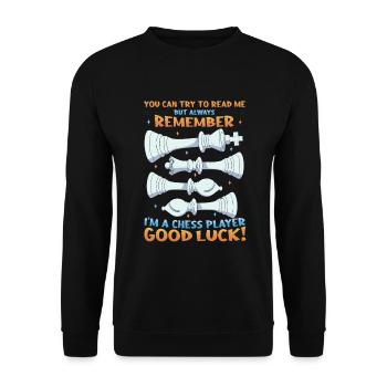 Try to read me, chess player - Unisex Sweatshirt - black - Front - Alina (178cm) & Michal (187cm)