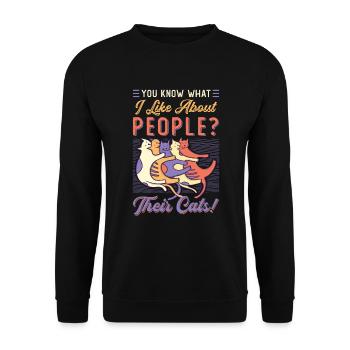 You know what I like about people and cats. - Unisex Sweatshirt - black - Front - Alina (178cm) & Michal (187cm)