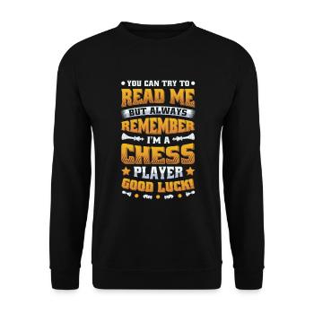 Try to read me, chess player - Unisex Sweatshirt - black - Front - Alina (178cm) & Michal (187cm)
