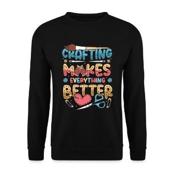 Basteln macht alles besser, Bastler - Unisex Pullover - Schwarz - Vorne - Alina (178cm) & Michal (187cm)