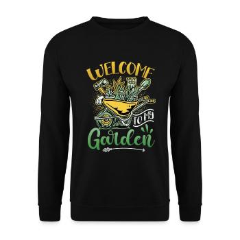 Welcome To My Garden - Gartenarbeit - Unisex Pullover - Schwarz - Vorne - Alina (178cm) & Michal (187cm)