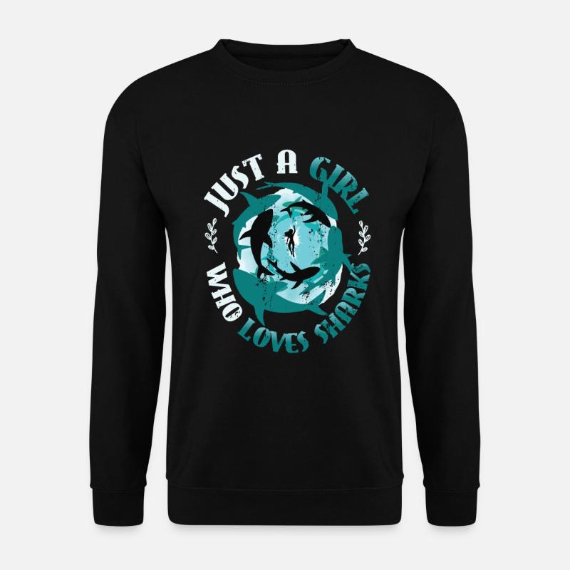 Mädchen, das Haie liebt - Unisex Pullover - Schwarz