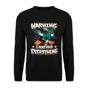 Warning: I jump over everything. - Unisex Sweatshirt - black - Front - Alina (178cm) & Michal (187cm)