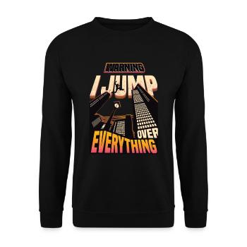 Warning: I jump over everything. - Unisex Sweatshirt - black - Front - Alina (178cm) & Michal (187cm)