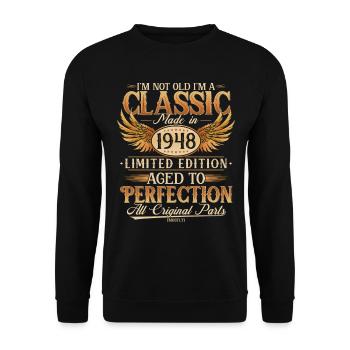 Vintage 1948 Vintage Retro Cadeau d’anniversaire - Sweat-shirt Unisexe - noir - Devant - Alina (178cm) & Michal (187cm)