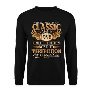 Vintage 1958 Vintage Retro Cadeau d’anniversaire - Sweat-shirt Unisexe - noir - Devant - Alina (178cm) & Michal (187cm)