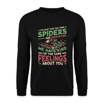 Spiders are not disgusting - Spider Lover - Unisex Sweatshirt - black - Front - Alina (178cm) & Michal (187cm)