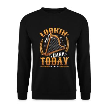Lookin' Harp Today, joueur de harpe. - Sweat-shirt Unisexe - noir - Devant - Alina (178cm) & Michal (187cm)