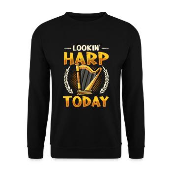 Lookin' Harp Today, joueur de harpe. - Sweat-shirt Unisexe - noir - Devant - Alina (178cm) & Michal (187cm)
