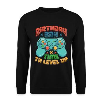 Birthday child, gamer. - Unisex Sweatshirt - black - Front - Alina (178cm) & Michal (187cm)