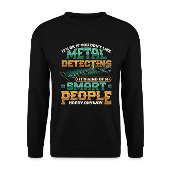 Metalldetektor Hobby Metalldetektion - Unisex Pullover - Schwarz - Vorne - Alina (178cm) & Michal (187cm)