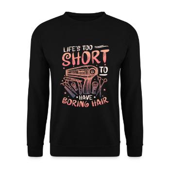 La vie est trop courte pour un ennuyeux - Sweat-shirt Unisexe - noir - Devant - Alina (178cm) & Michal (187cm)