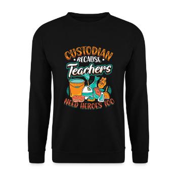 Gardien, car les enseignants ont aussi besoin de héros - Sweat-shirt Unisexe - noir - Devant - Alina (178cm) & Michal (187cm)