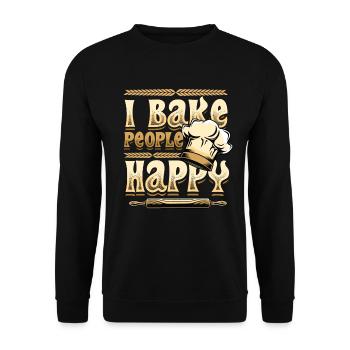 I Bake People Happy Baking Lovers - Unisex Sweatshirt - black - Front - Alina (178cm) & Michal (187cm)