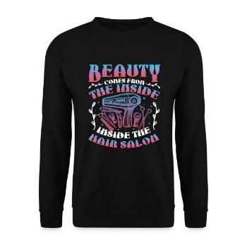 Schönheit Kommt Aus Dem Inneren Des Friseursalons - Unisex Pullover - Schwarz - Vorne - Alina (178cm) & Michal (187cm)
