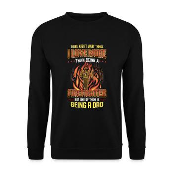 Feuerwehrmann Stolz Feuerwehrmann Papa - Unisex Pullover - Schwarz - Vorne - Alina (178cm) & Michal (187cm)