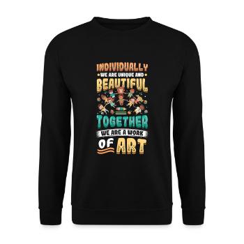 Ensemble, nous sommes une œuvre d’art, enseignante préscolaire - Sweat-shirt Unisexe - noir - Devant - Alina (178cm) & Michal (187cm)