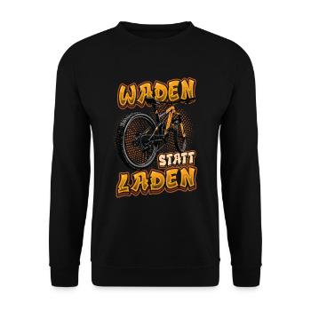 Waden Statt Laden, Mountain Bike, Mtb. - Unisex Pullover - Schwarz - Vorne - Alina (178cm) & Michal (187cm)