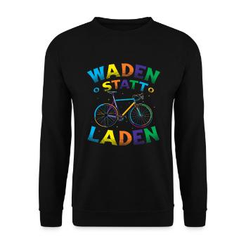 Waden Statt Laden, Mountain Bike, MTB. - Unisex Pullover - Schwarz - Vorne - Alina (178cm) & Michal (187cm)