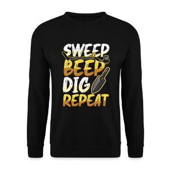 Sweep Beep Dig Repeat, treasure hunt metal. - Unisex Sweatshirt - black - Front - Alina (178cm) & Michal (187cm)