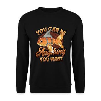 Goldfish Be A Shark, message de motivation. - Sweat-shirt Unisexe - noir - Devant - Alina (178cm) & Michal (187cm)