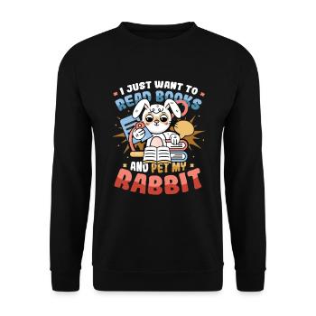 Lire des livres et caresser mon lapin. - Sweat-shirt Unisexe - noir - Devant - Alina (178cm) & Michal (187cm)