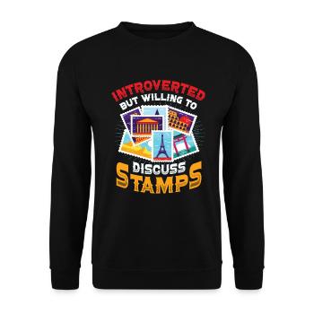 Introverted, but ready to receive stamps - Unisex Sweatshirt - black - Front - Alina (178cm) & Michal (187cm)