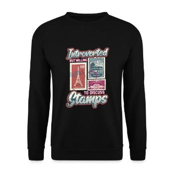 Introverted, but ready to receive stamps - Unisex Sweatshirt - black - Front - Alina (178cm) & Michal (187cm)