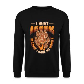 Ich Jage Pilze, Weil Ich Keine Morcheln Habe - - Unisex Pullover - Schwarz - Vorne - Alina (178cm) & Michal (187cm)