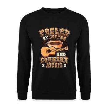Powered by coffee and country music. - Unisex Sweatshirt - black - Front - Alina (178cm) & Michal (187cm)