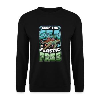 Gardez la mer sans plastique Sauver l’océan - Sweat-shirt Unisexe - noir - Devant - Alina (178cm) & Michal (187cm)