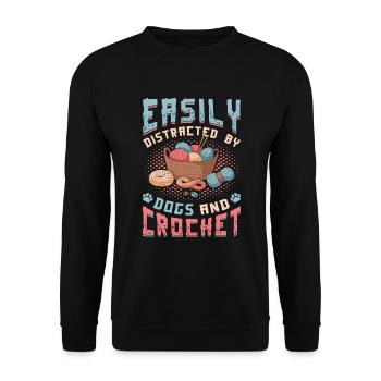 Facilement distrait par les chiens et le crochet. - Sweat-shirt Unisexe - noir - Devant - Alina (178cm) & Michal (187cm)