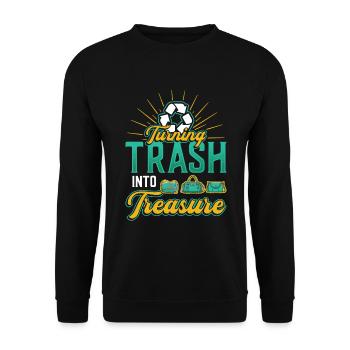 Transformer les ordures en trésor, recycler. - Sweat-shirt Unisexe - noir - Devant - Alina (178cm) & Michal (187cm)