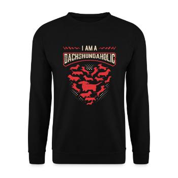 Je suis un teckel accro, teckel. - Sweat-shirt Unisexe - noir - Devant - Alina (178cm) & Michal (187cm)