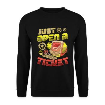 Einfach Ein Ticket Öffnen Help Desk Tech Support - Unisex Pullover - Schwarz - Vorne - Alina (178cm) & Michal (187cm)