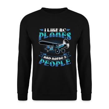 Ich Mag Rc-flugzeuge Und Vielleicht 3 Personen - Unisex Pullover - Schwarz - Vorne - Alina (178cm) & Michal (187cm)