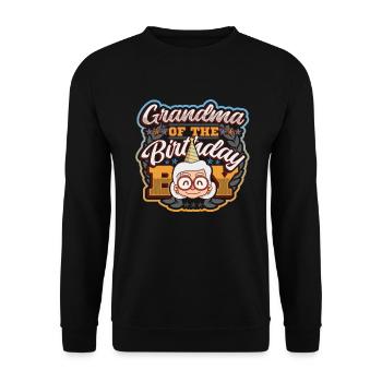 Grand-mère du garçon d’anniversaire - Sweat-shirt Unisexe - noir - Devant - Alina (178cm) & Michal (187cm)