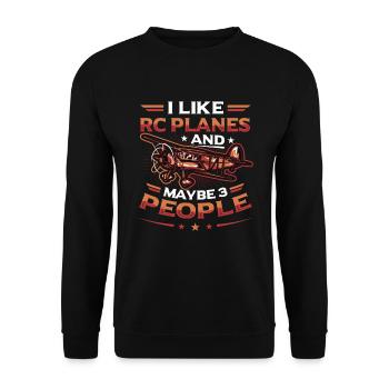 Ich Mag Rc-flugzeuge Und Vielleicht 3 Personen - Unisex Pullover - Schwarz - Vorne - Alina (178cm) & Michal (187cm)