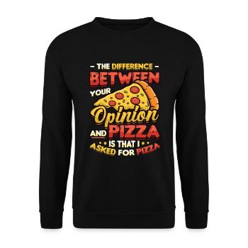 Ich Habe Um Pizza Gebeten. - Unisex Pullover - Schwarz - Vorne - Alina (178cm) & Michal (187cm)