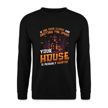 Lustiges Halloween-haus Spukt An Halloween. - Unisex Pullover - Schwarz - Vorne - Alina (178cm) & Michal (187cm)