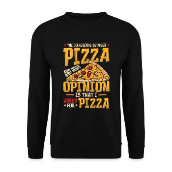 Ich Habe Um Pizza Gebeten. - Unisex Pullover - Schwarz - Vorne - Alina (178cm) & Michal (187cm)