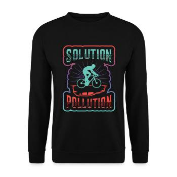 Polution Solution Umweltschutz Radfahren. - Unisex Pullover - Schwarz - Vorne - Alina (178cm) & Michal (187cm)