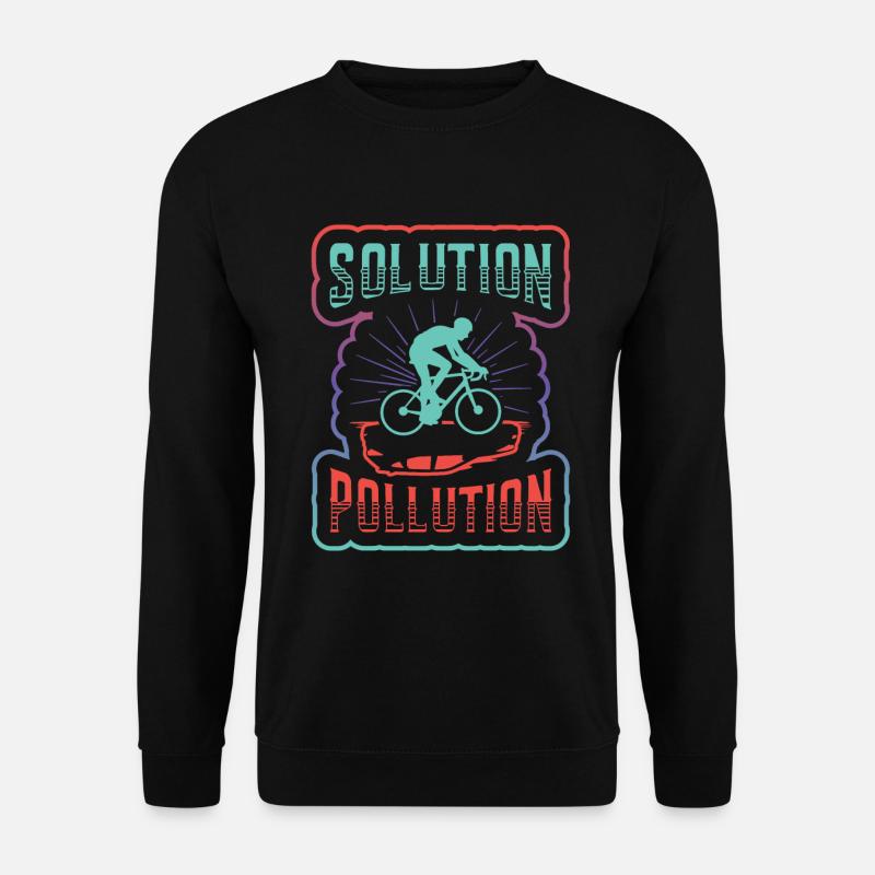 Polution Solution Umweltschutz Radfahren. - Unisex Pullover - Schwarz