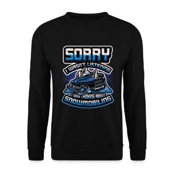 Thinking about snowmobiling, snowmobiles. - Unisex Sweatshirt - black - Front - Alina (178cm) & Michal (187cm)