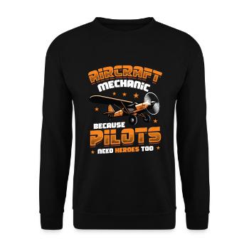 Luftfahrzeugmechaniker, Wartung Reparatur Flugzeug - Unisex Pullover - Schwarz - Vorne - Alina (178cm) & Michal (187cm)